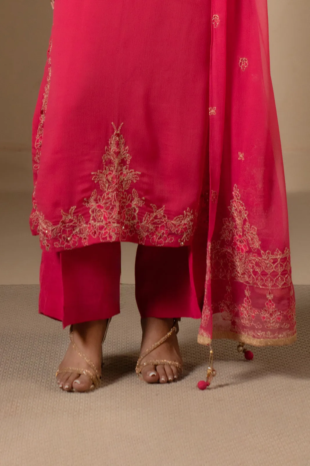3 Piece Chiffon Embroidered Suit (FL0028)