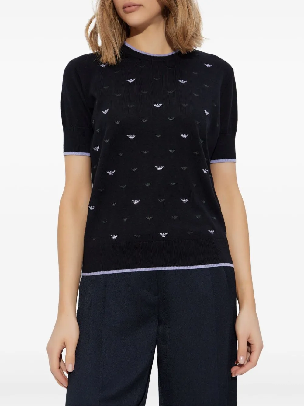 Allover logo cotton sweater