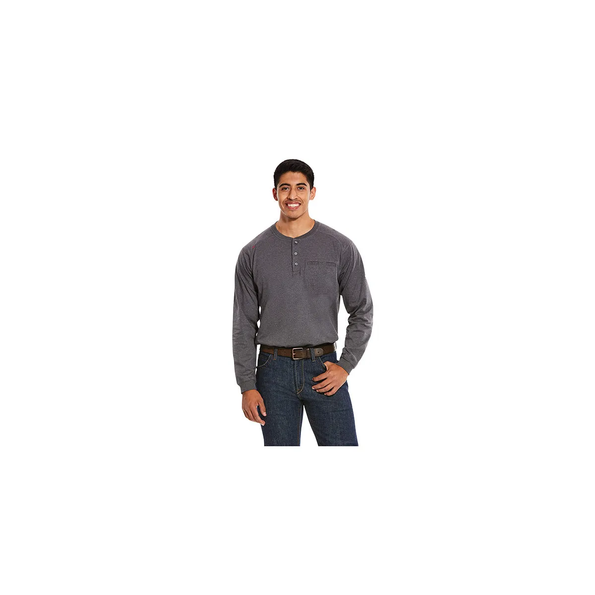 Ariat 10027889 Men's FR Air Henley LS Top Charcoal Heather