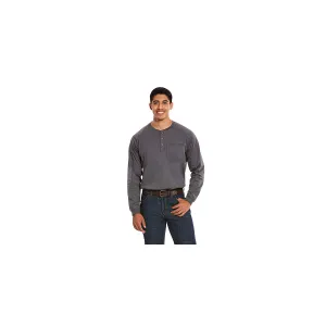 Ariat 10027889 Men's FR Air Henley LS Top Charcoal Heather