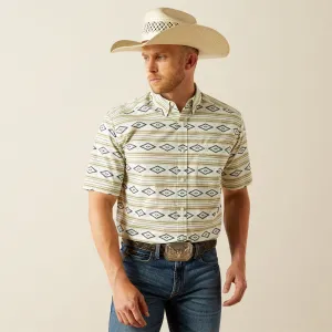 Ariat Men's Christopher Mint/White Southwest Print Short Sleeve Classic Fit Button-Down Shirt