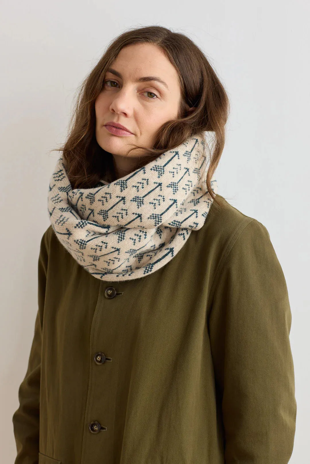 Arrow Circle Scarf - Oatmeal & Ink
