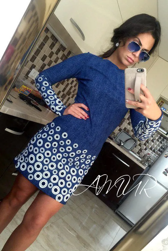 Autumn Style Sheath Dresses Casual Ladies dress Women clothing elegant sexy fashion o-neck printed dresses