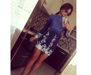 Autumn Style Sheath Dresses Casual Ladies dress Women clothing elegant sexy fashion o-neck printed dresses