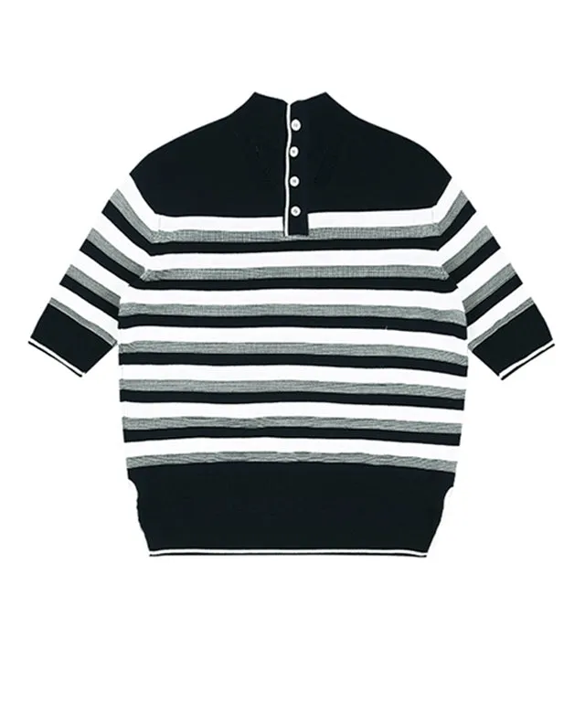 AVEN Hampton Striped Mid-Neck Knit - Navy