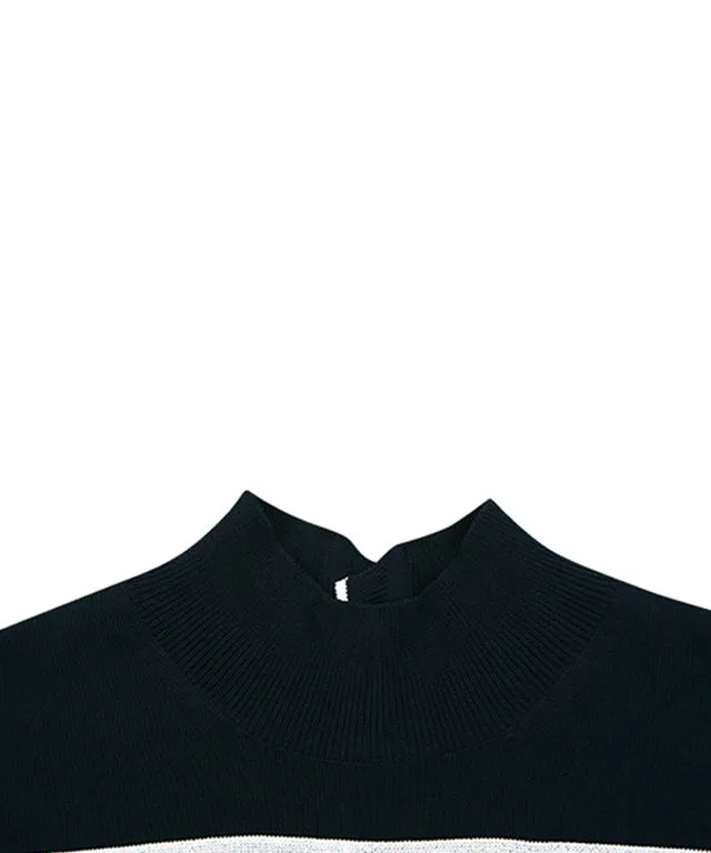 AVEN Hampton Striped Mid-Neck Knit - Navy