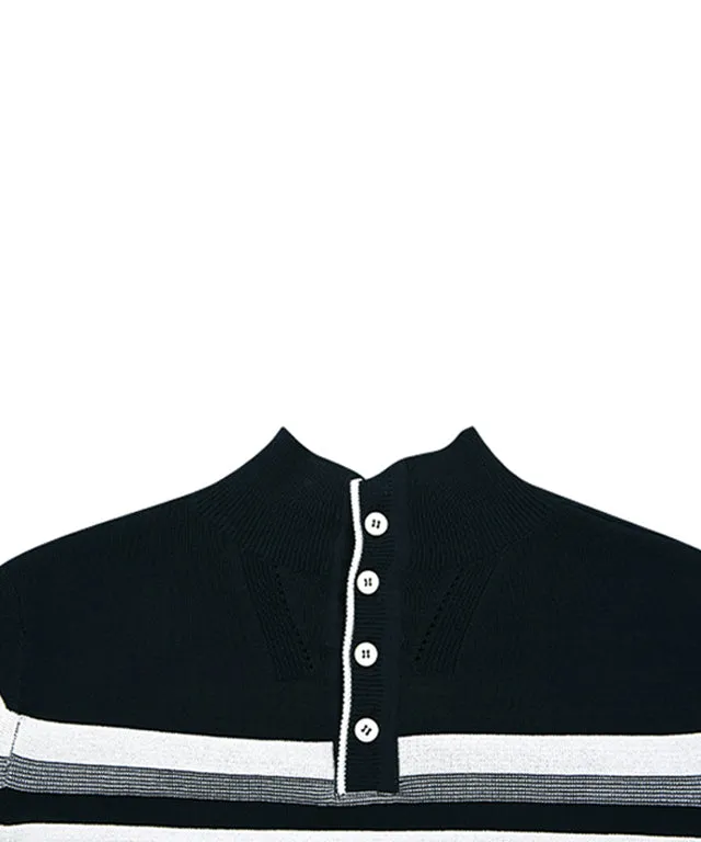 AVEN Hampton Striped Mid-Neck Knit - Navy