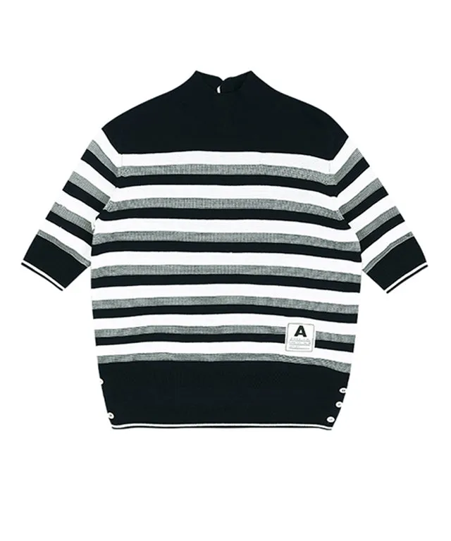 AVEN Hampton Striped Mid-Neck Knit - Navy