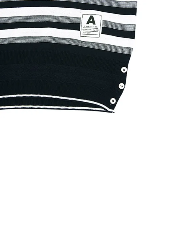 AVEN Hampton Striped Mid-Neck Knit - Navy