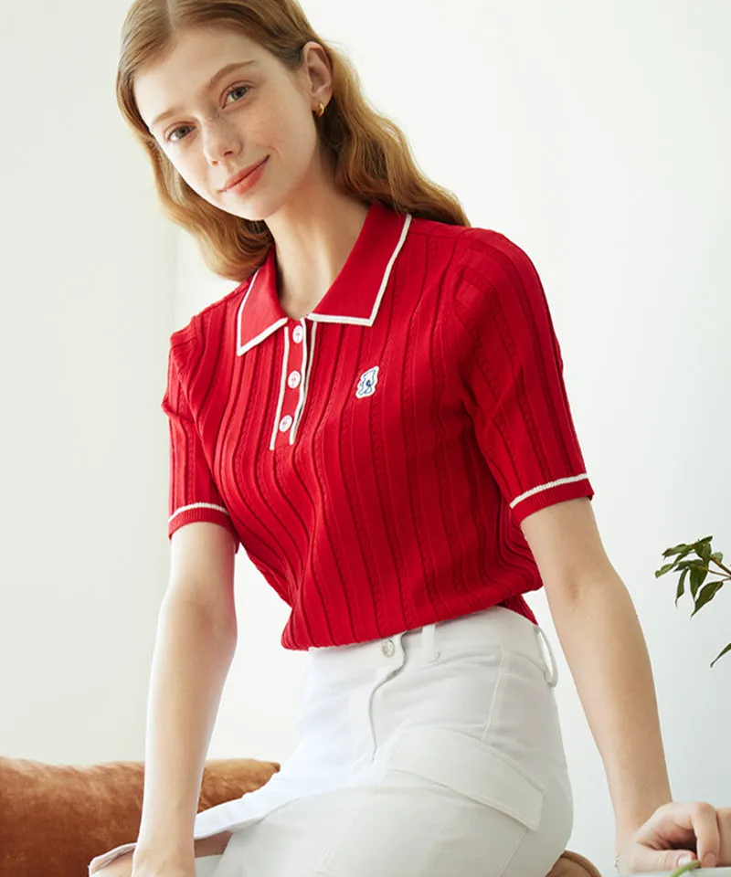 AVEN  Punching Half Knit - Red