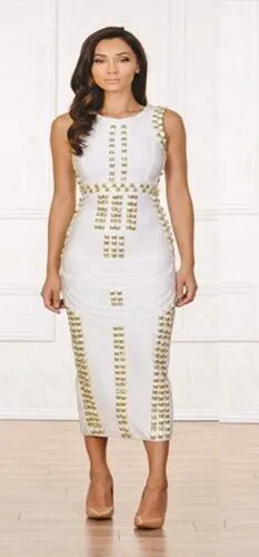 Babatique Beading Sleeveless Bandage Dress