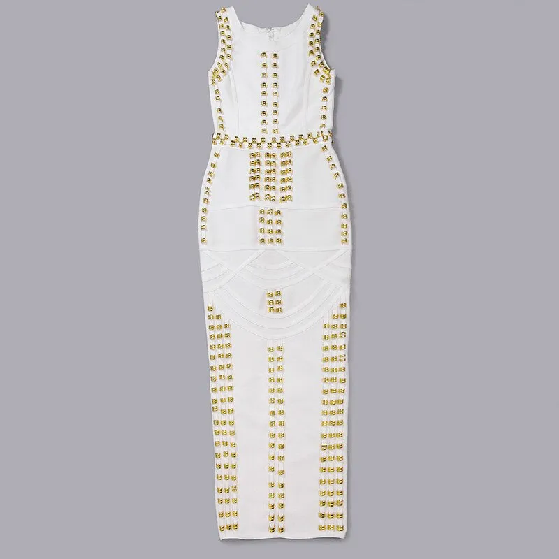 Babatique Beading Sleeveless Bandage Dress