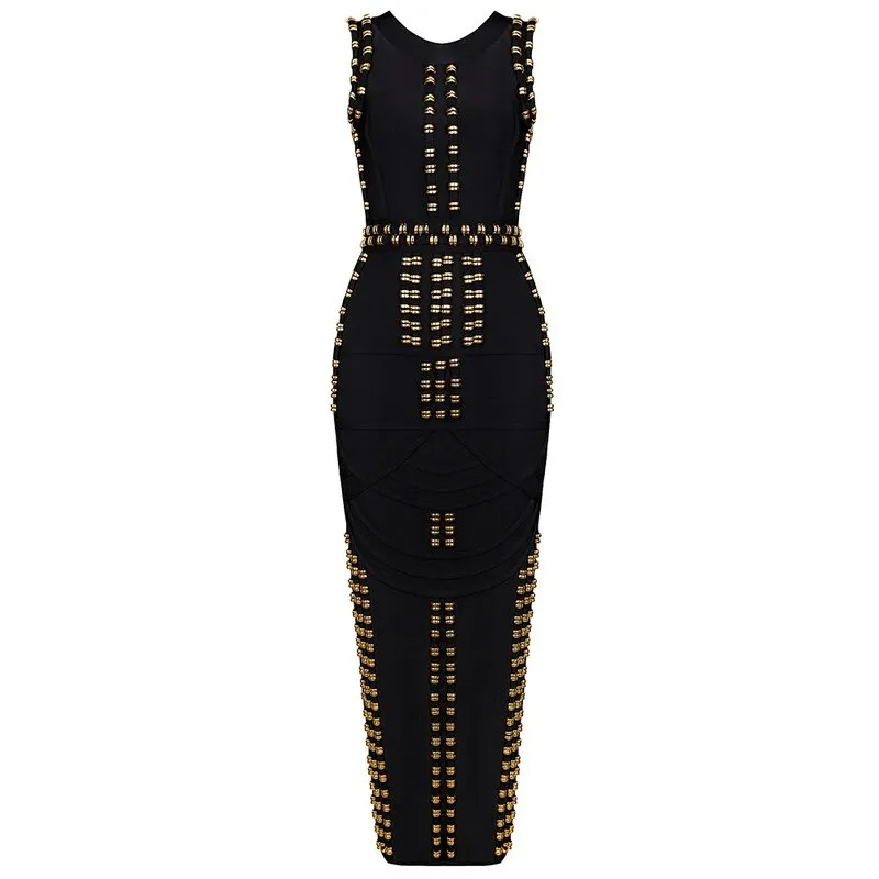Babatique Beading Sleeveless Bandage Dress