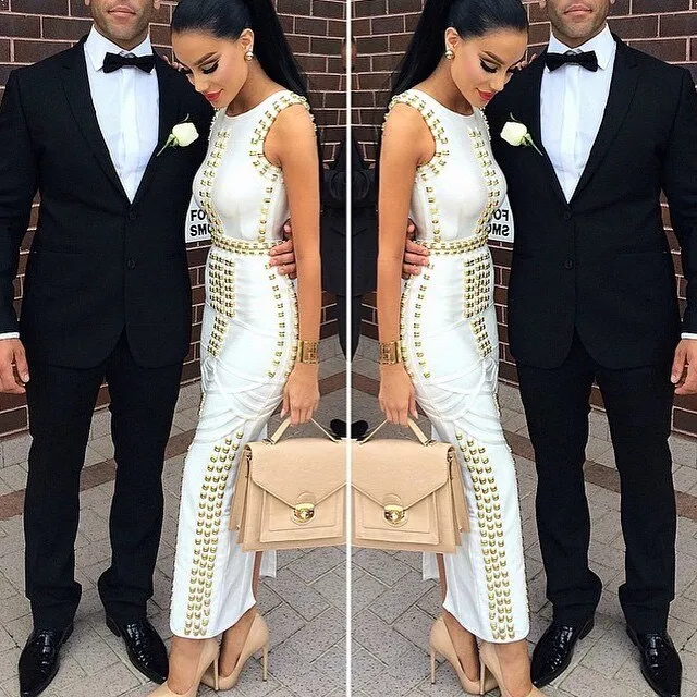 Babatique Beading Sleeveless Bandage Dress
