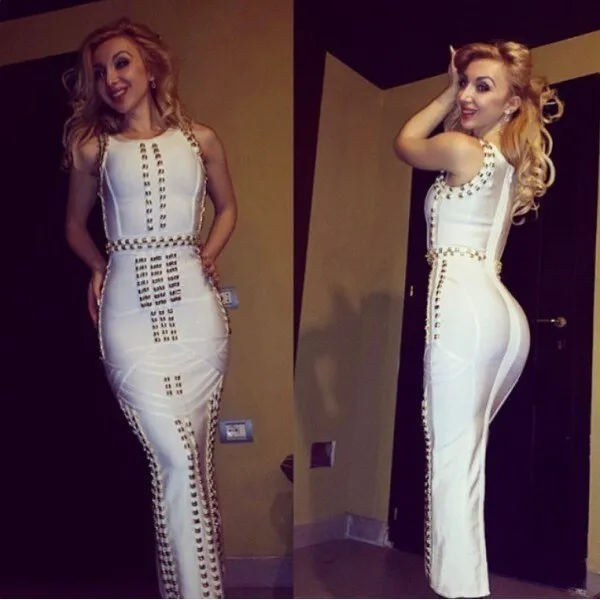 Babatique Beading Sleeveless Bandage Dress