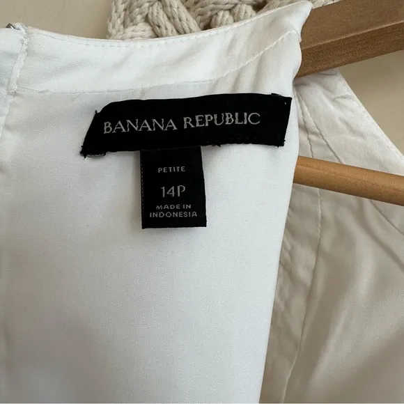 Banana Republic White Sleeveless Dot Eyelet Crochet Overlay A Line Dress Sze 14P