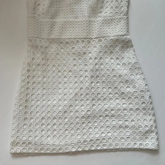 Banana Republic White Sleeveless Dot Eyelet Crochet Overlay A Line Dress Sze 14P