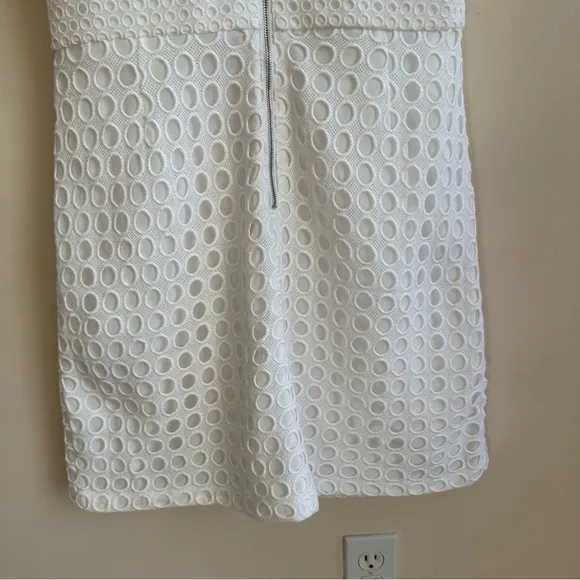Banana Republic White Sleeveless Dot Eyelet Crochet Overlay A Line Dress Sze 14P