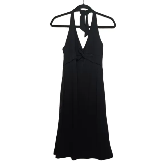 BCBGMAXAZRIA Twist Halter Neck Sleeveless Midi Sheath Cocktail Dress Medium