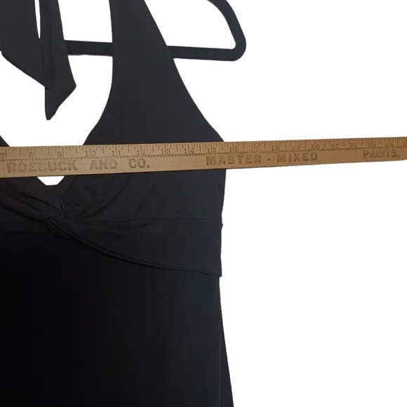 BCBGMAXAZRIA Twist Halter Neck Sleeveless Midi Sheath Cocktail Dress Medium