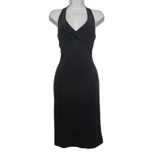 BCBGMAXAZRIA Twist Halter Neck Sleeveless Midi Sheath Cocktail Dress Medium