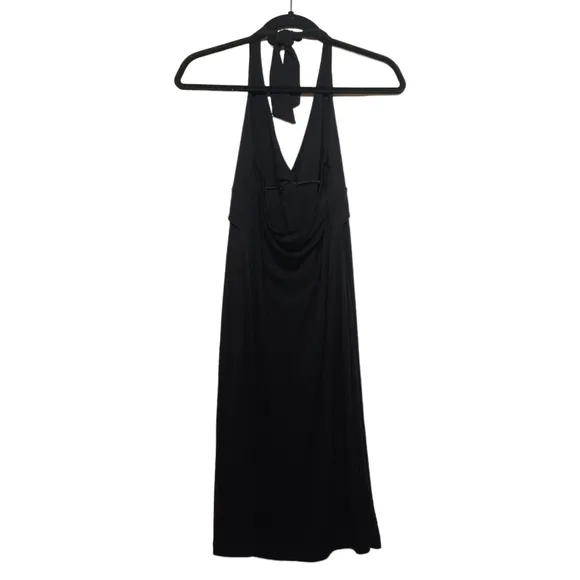 BCBGMAXAZRIA Twist Halter Neck Sleeveless Midi Sheath Cocktail Dress Medium