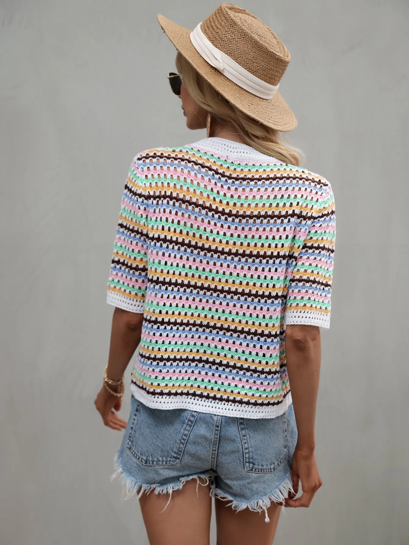 Bee Crochet Knit Top - White