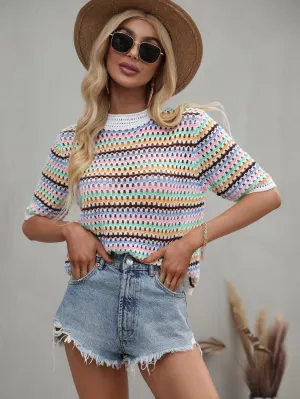 Bee Crochet Knit Top - White