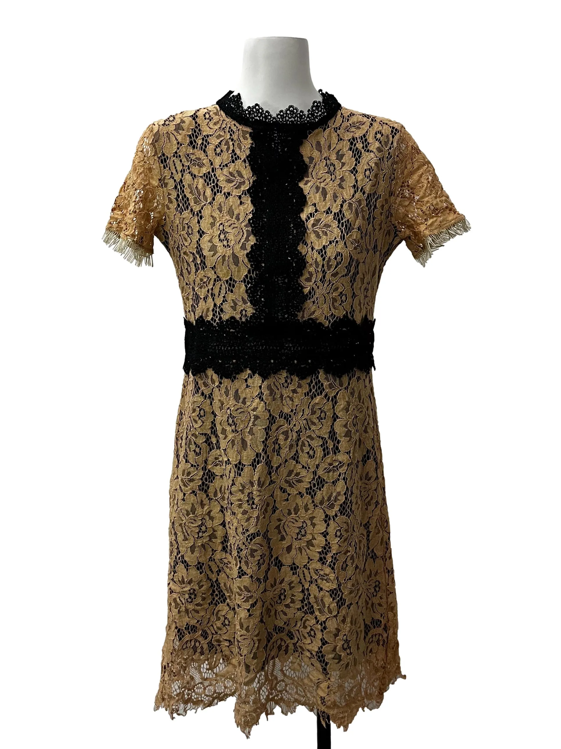 Beige Lace Sheath Dress