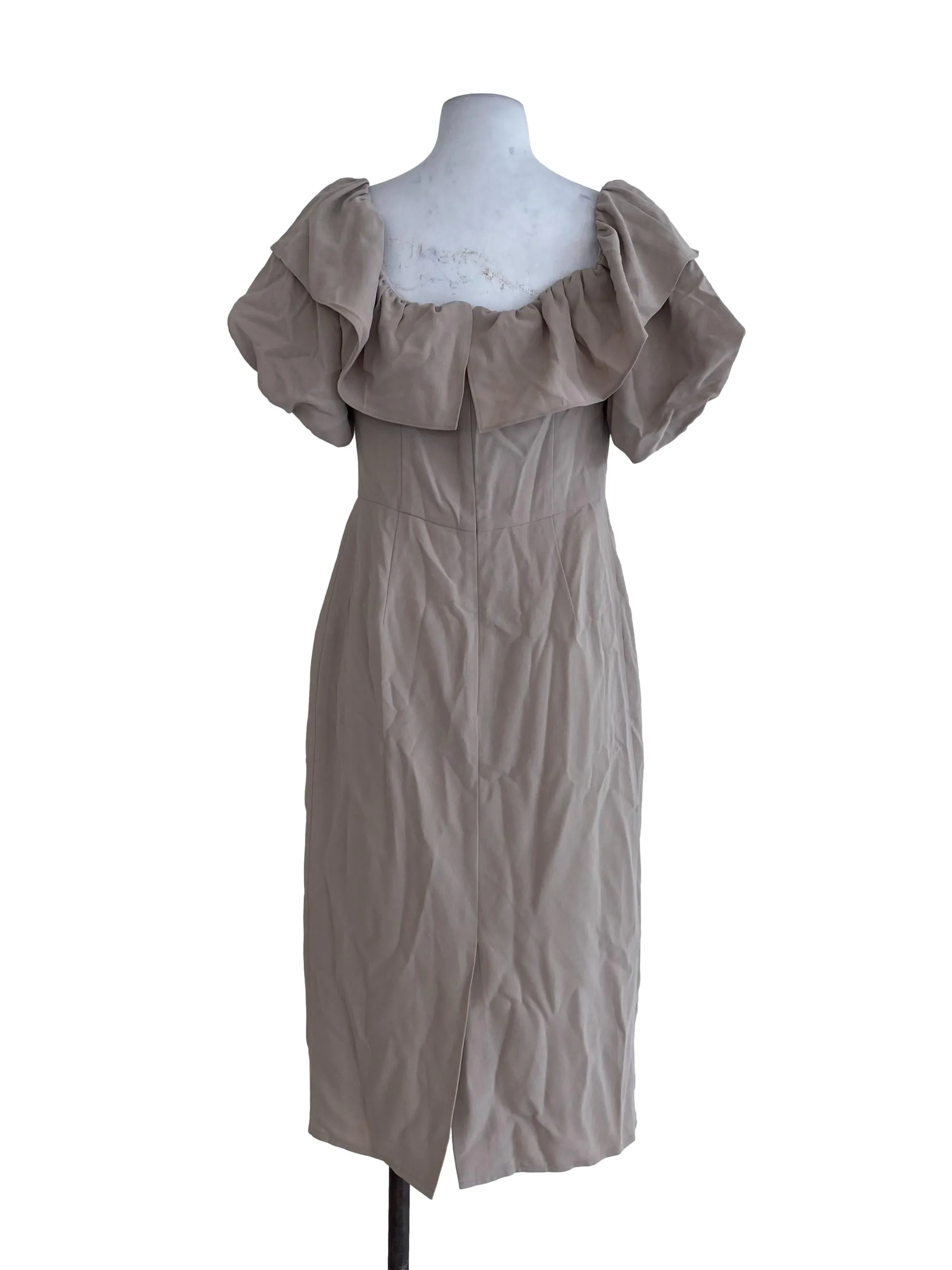 Beige Plain Sheath Dress