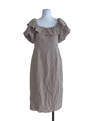 Beige Plain Sheath Dress