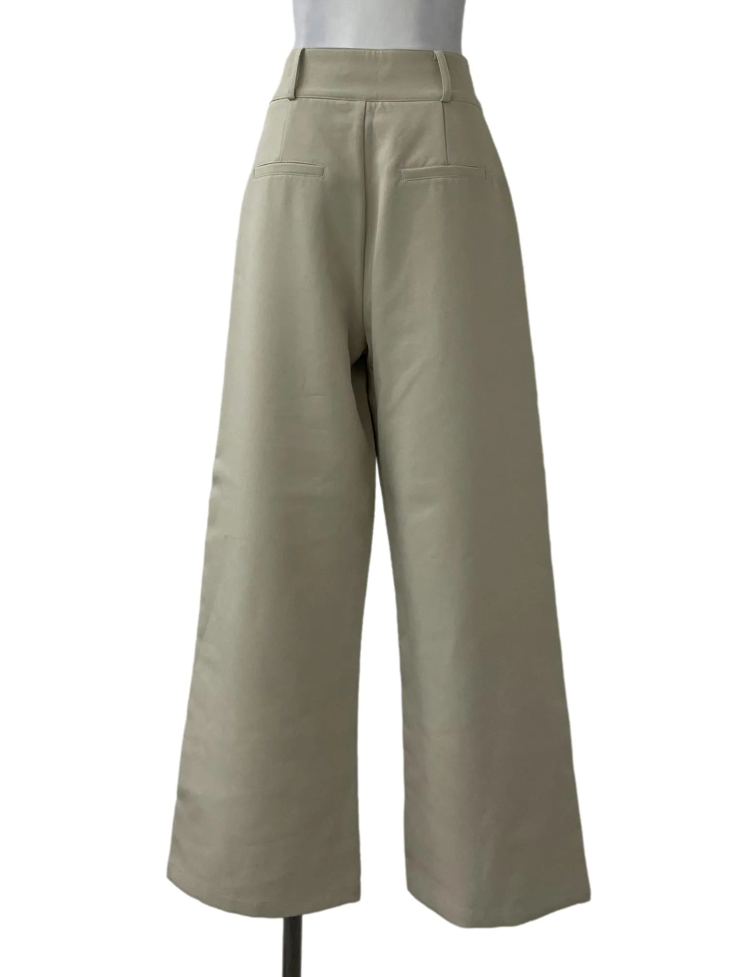 Beige Pleated High Waisted Pants