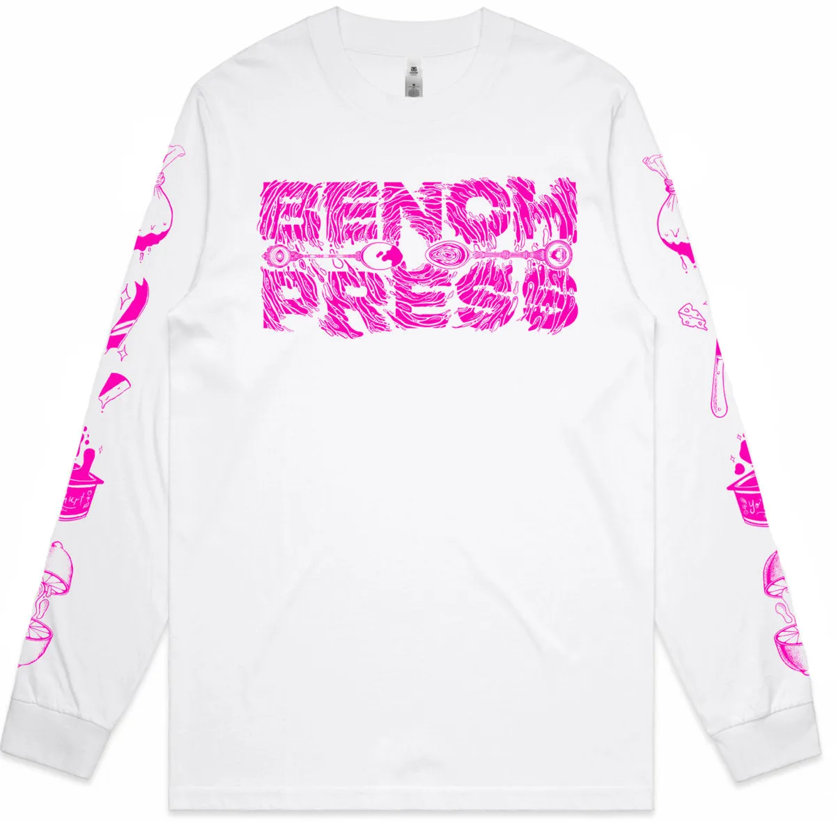 BENCH PRESS 'Curdled' Longsleeve T-Shirt (white)