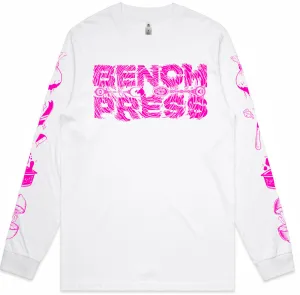 BENCH PRESS 'Curdled' Longsleeve T-Shirt (white)