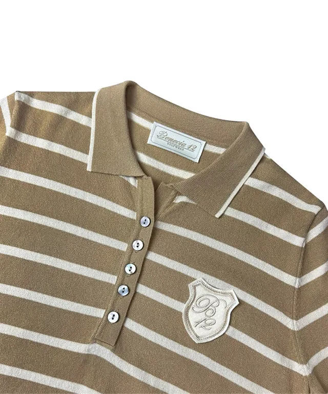 BENECIA 12 Collar Short Sleeve ST Beige