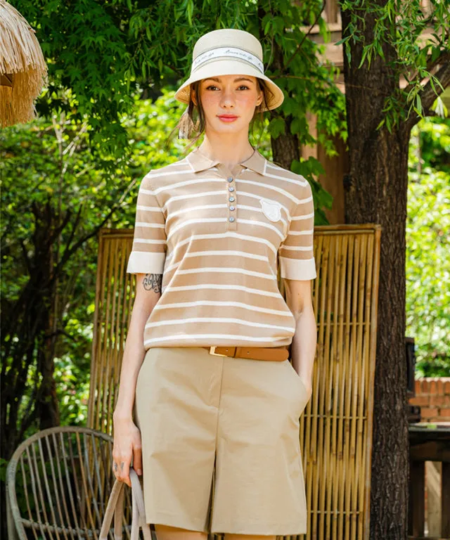 BENECIA 12 Collar Short Sleeve ST Beige