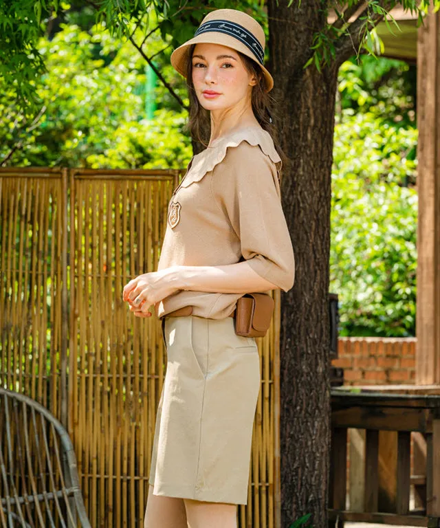 BENECIA 12 Flat Collar Shirt Sleeve - Beige