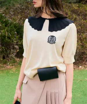 BENECIA 12 Flat Collar Short Sleeve - Beige