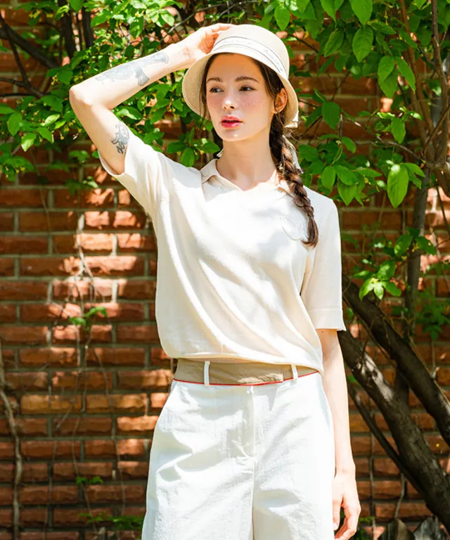BENECIA 12 Lauren V Short Sleeve - Beige