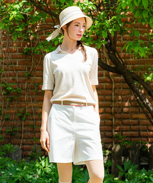BENECIA 12 Lauren V Short Sleeve - Beige