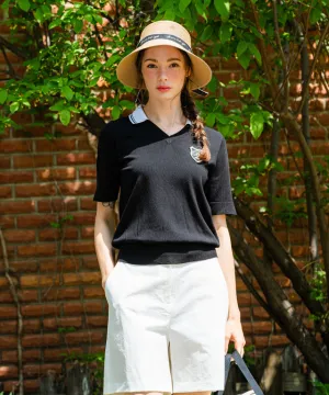 BENECIA 12   Lauren V Short Sleeve - Black