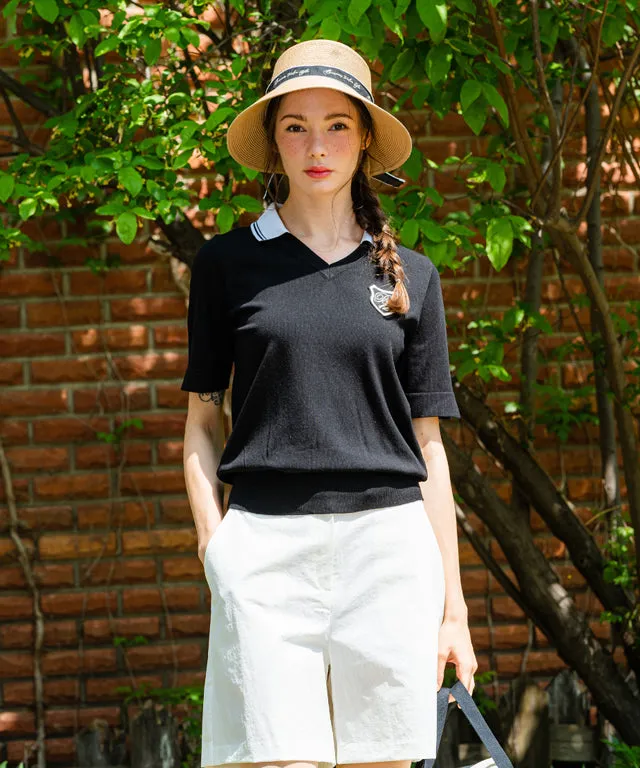 BENECIA 12   Lauren V Short Sleeve - Black