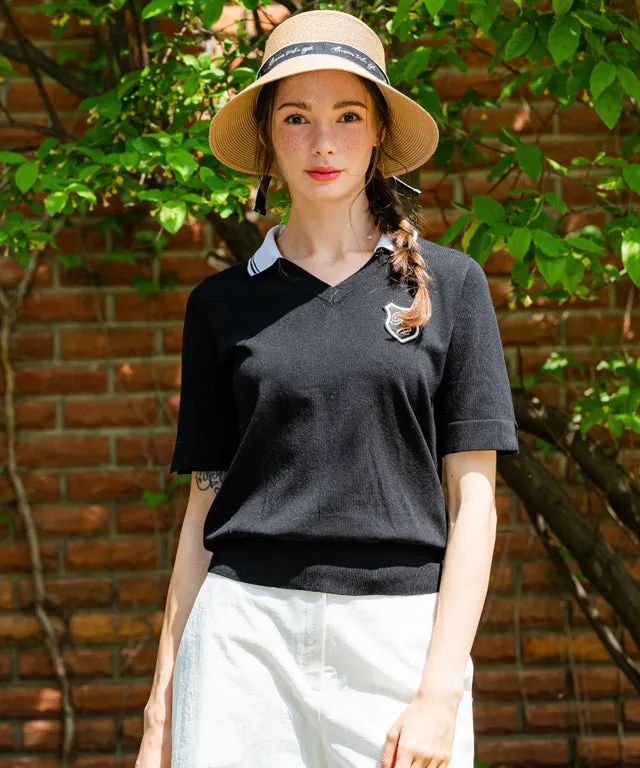 BENECIA 12   Lauren V Short Sleeve - Black