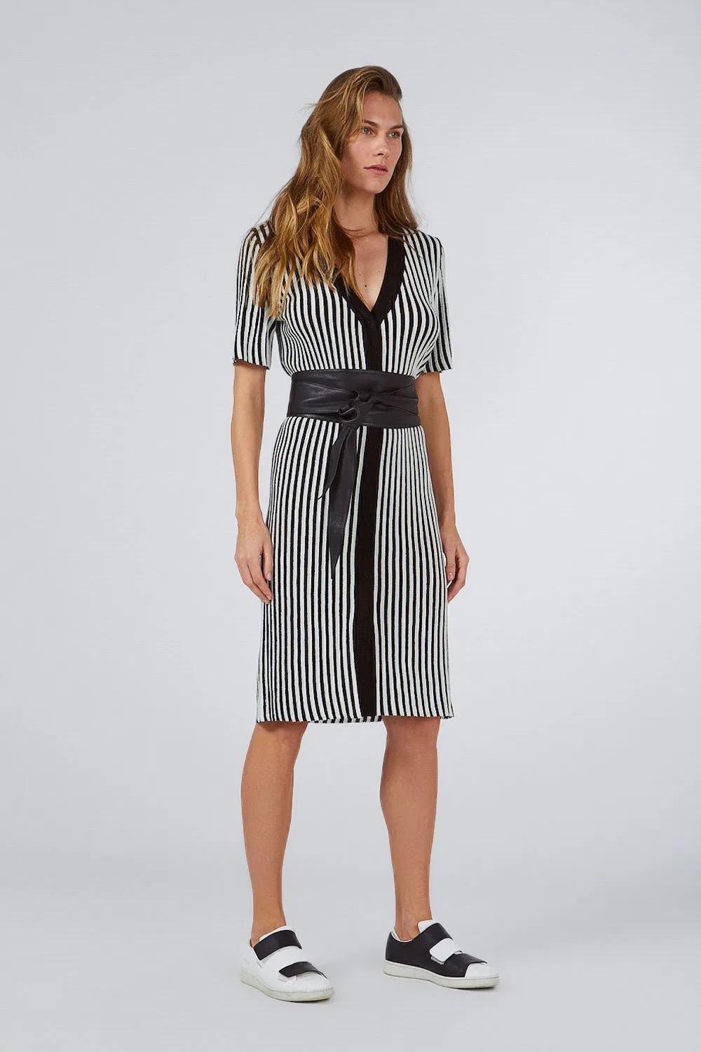 BLACK & WHITE LUREX CARDIGAN/ DRESS