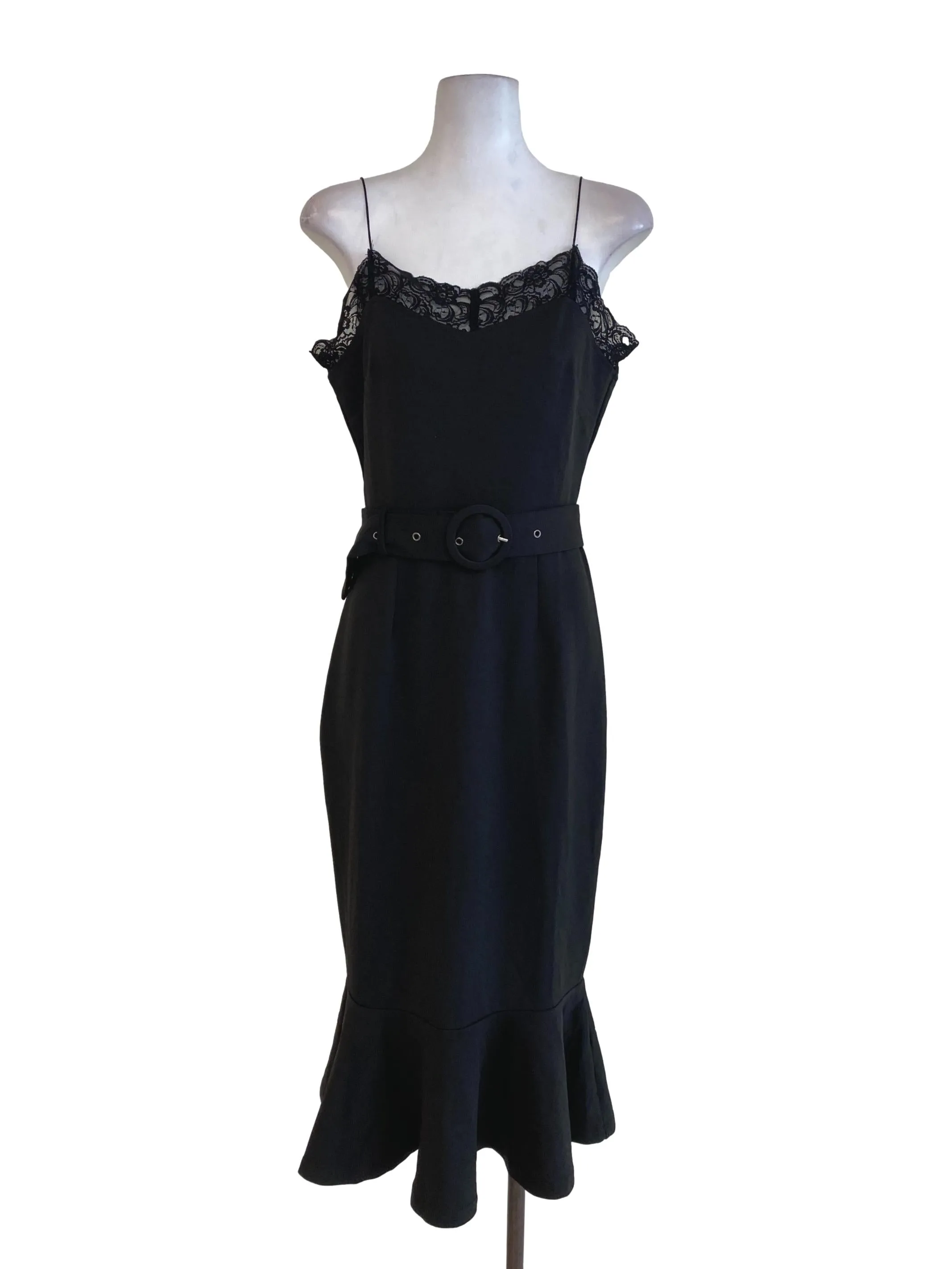 Black Buckled Sheath Dress