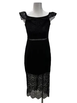 Black Lace Bodycon Midi Sheath Dress