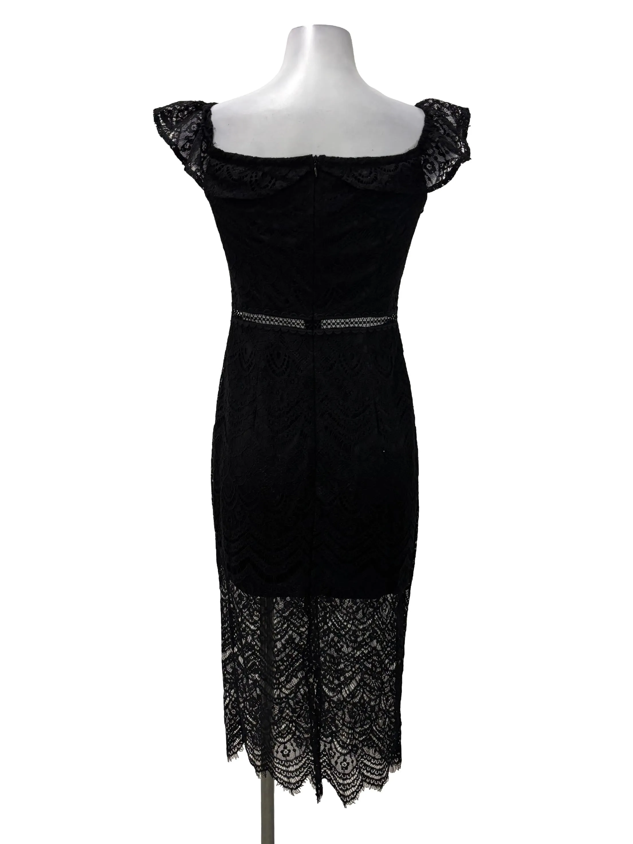 Black Lace Bodycon Midi Sheath Dress