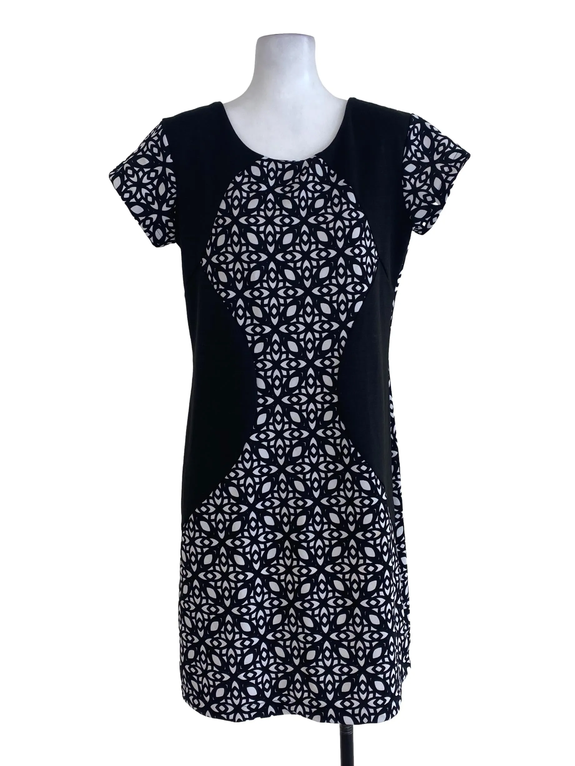 Black Patterned Sheath Dress