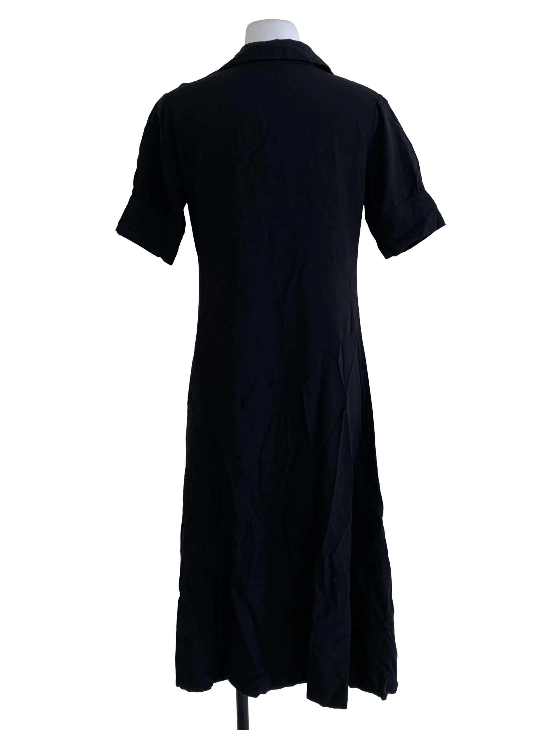 Black Plain Buttoned Down Sheath Dress