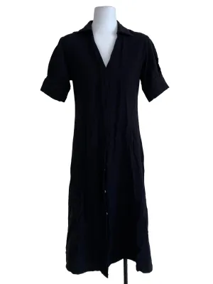 Black Plain Buttoned Down Sheath Dress